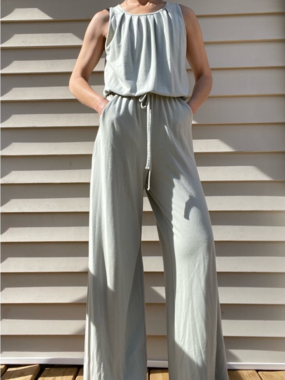 Zenana Outfitters Sleeveless Wide-Leg Jumpsuit in Sage